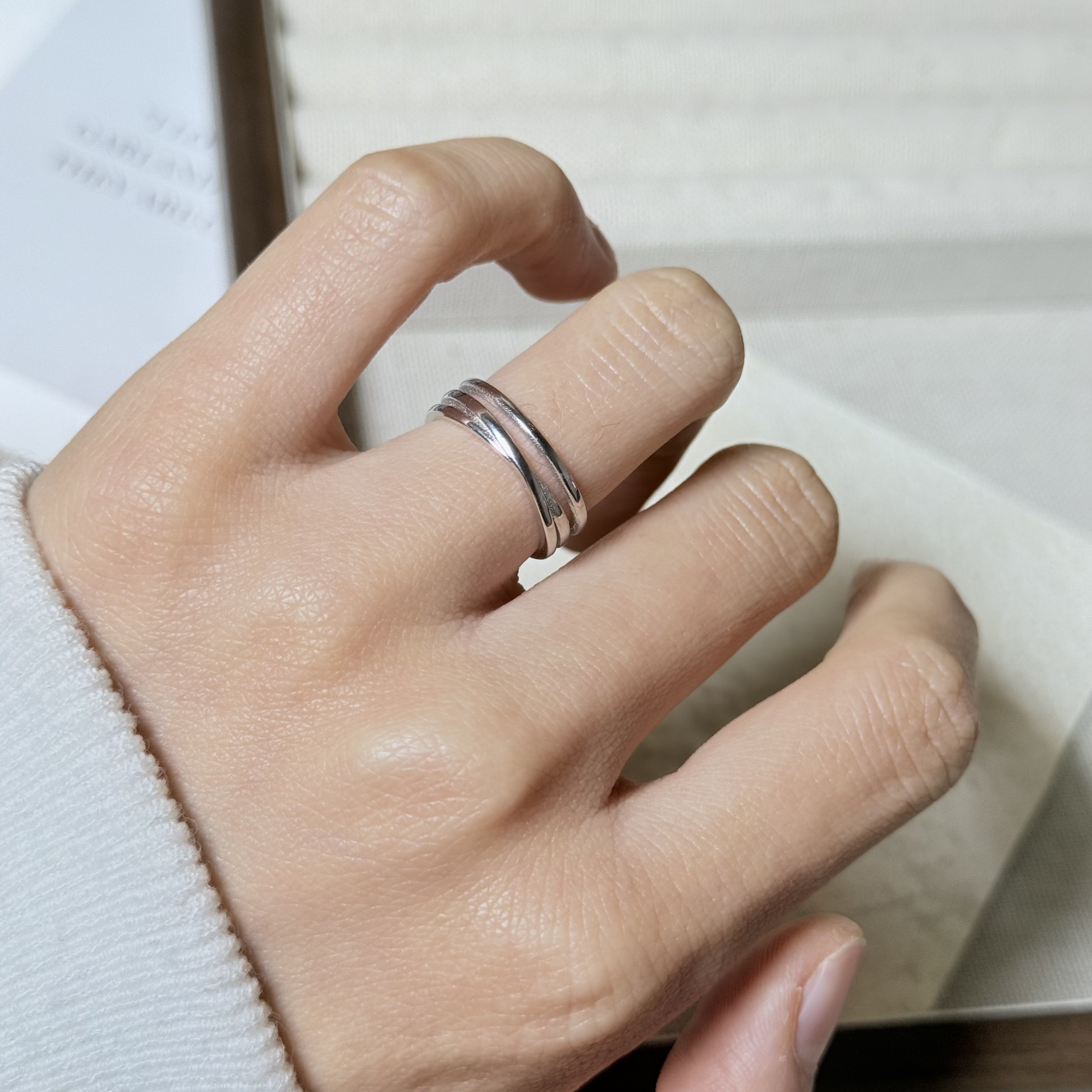 S925纯银轻岚线条交叉三层戒指女个性时尚韩版小众设计冷淡风戒指,淘宝优惠券,粉丝福利购,淘宝优惠卷
