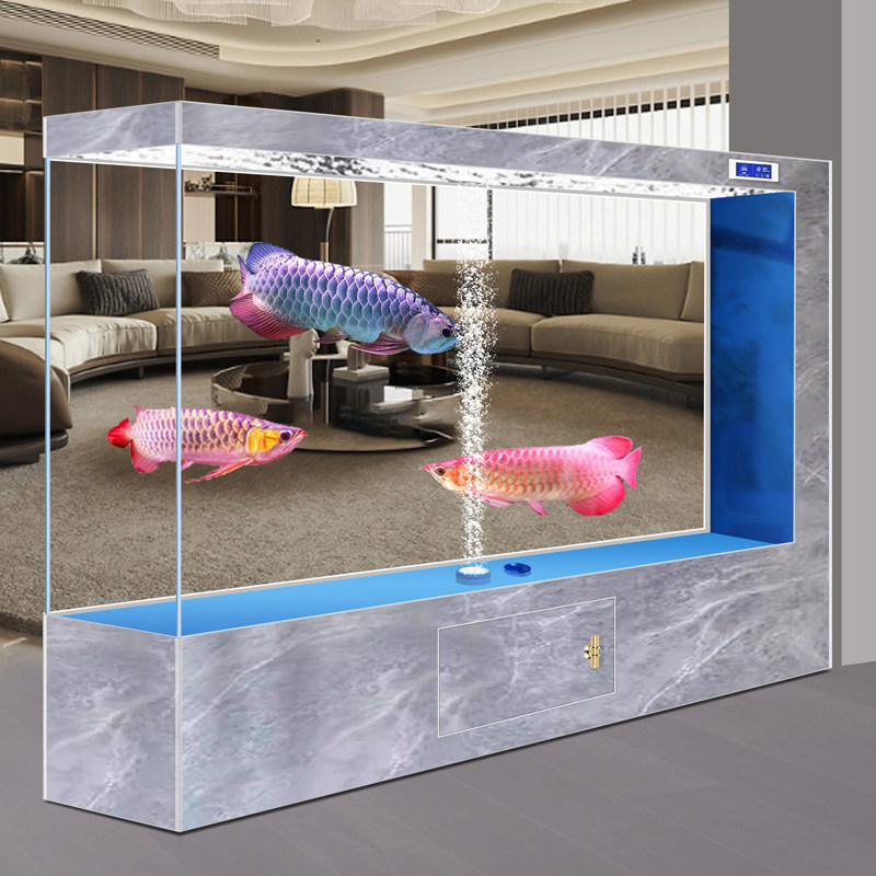新款鱼缸超白玻璃客厅家用中大型金鱼缸屏风隔断侧过滤免换水族箱,淘宝优惠券,粉丝福利购,淘宝优惠卷