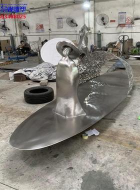 现代不锈钢小船雕塑园林景观售楼部水池户外流水镂空大型渔船定制