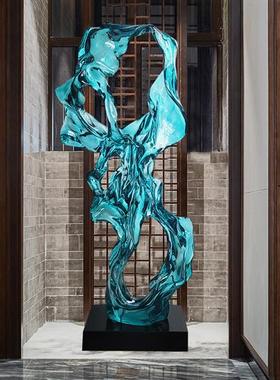 透明树脂大型落地新中式客厅太湖石摆件软装饰品工艺装置水晶雕塑