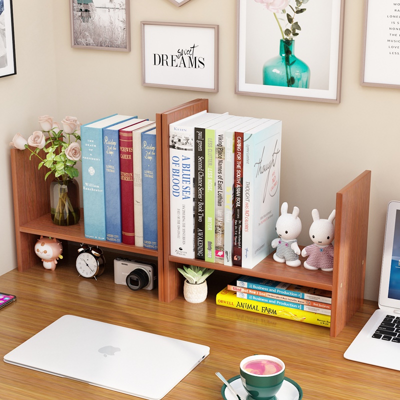 书架桌面置物架儿童书桌上简易小型书柜办公室家用电脑桌学生收纳 - 图3