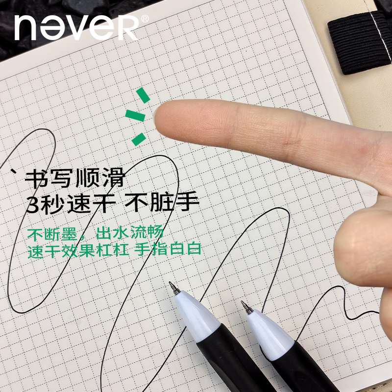 never熊猫日记中性笔速干不脏手黑色刷题笔高颜值可爱学生笔 - 图2