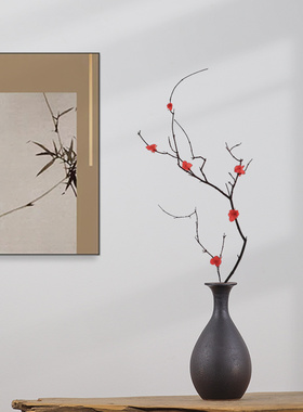 干花干枝梅花插花瓶花艺禅意摆件