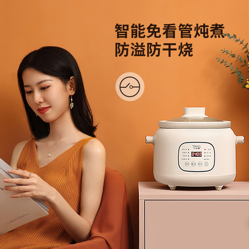小浣熊电炖锅煲汤家用煲粥神器砂锅 小浣熊惠生活电炖/煮粥锅/文火炉