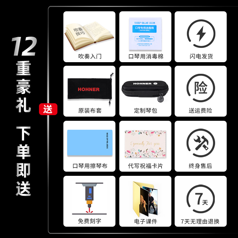 德国HOHNER和来布鲁斯10十孔口琴学生初学者BLUES BAND - 图0