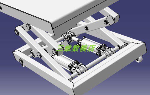 1米移动剪叉式液压升降机平台车3D三维几何数模型手动装卸梯图纸 - 图1
