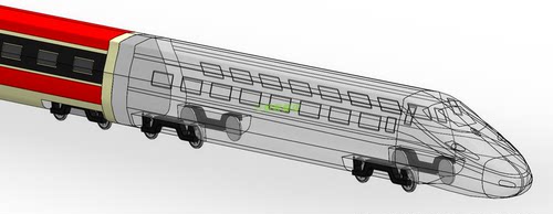 高速火车高铁列车动车厢3D三维几何数模型曲面造型图纸Solidworks - 图1