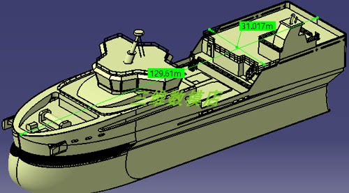130百米货船运输船曲面造型3D三维几何数模型Solidworks海巡船CAD - 图1