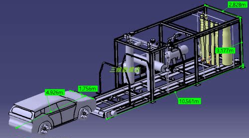 全自动洗车机器房 3D三维几何数模型 结构图纸机械设备CAD实车1:1 - 图1