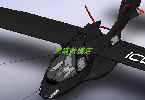 双座6米小型飞机客机3D三维几何数模型螺旋桨飞机Solidworks图纸 - 图1