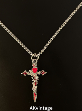 Vintage 古着 lmprisoning red cross 项链