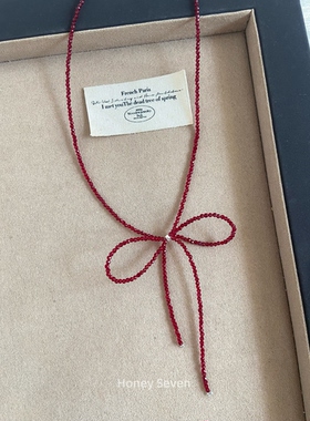 Vintage 古着 红珠蝶结 Red Ribbon 项链