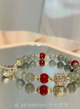 南陵佳信｜akiomoon十七月光缅甸玉手作天然石手串撞色设计感手链