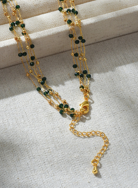 蕾丝串珠多层叠戴项链女欧美个性