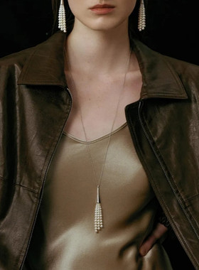 扫帚珍珠流苏吊坠项链女