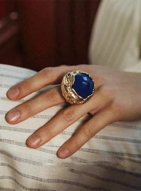 大颗天然椭圆宝石戒指女