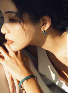 极简叠戴素圈珐琅手镯女