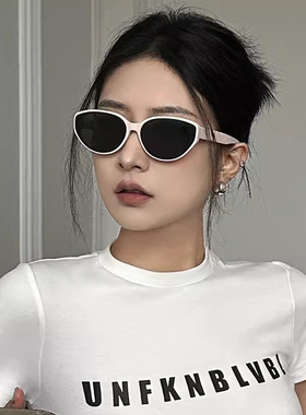 白色猫眼墨镜粉色女防紫外线