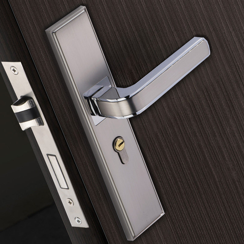 室内门锁家用通用型静音房门锁卧室实木门锁具黑色卫生间门把手