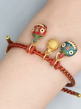 吞金兽手链吸财一家三口烧蓝吊坠