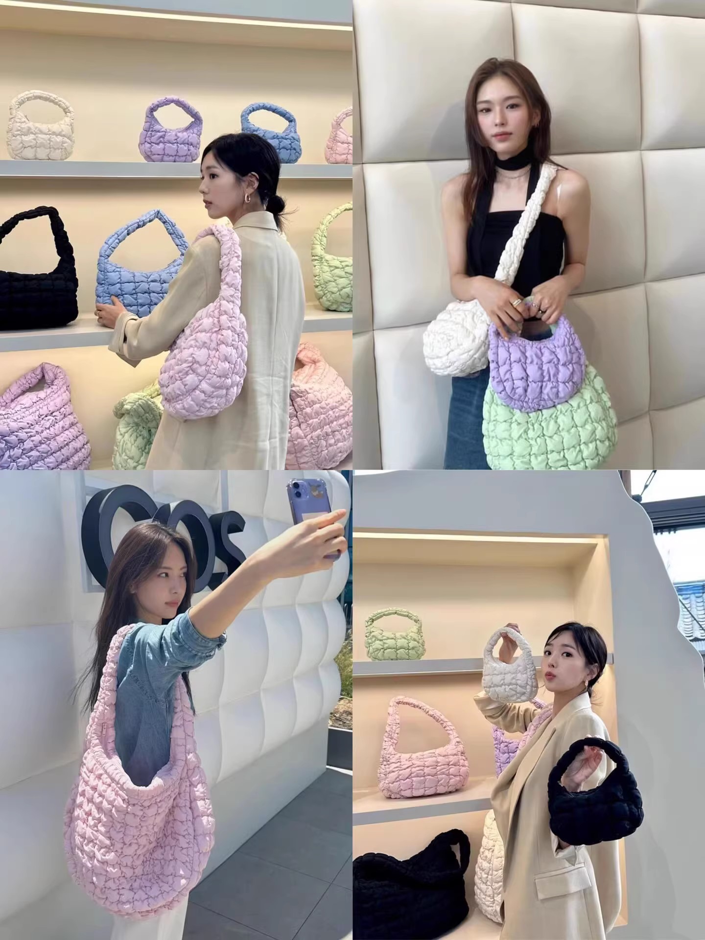 2023新款COS包韩国限定糖果色micro迷你云朵包褶皱饺子包手提包女_虎窝淘