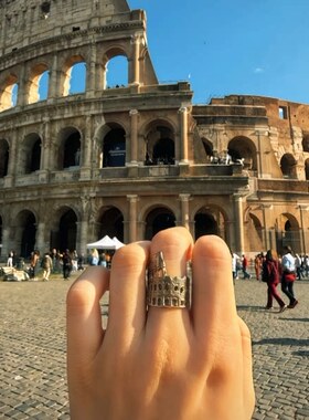 S925纯银中古罗马斗兽场戒指女