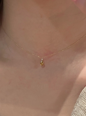 S925纯银mini黄水晶吊坠项链女