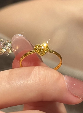 爆闪镂空小爱心金色戒指女