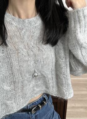 韩系银色水滴吊坠项链女