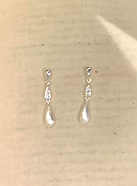 S925纯银水滴吊坠耳钉女