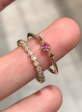 S925纯银细圈闪钻戒指女