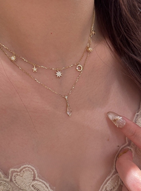 S925纯银棱形白水晶吊坠项链女