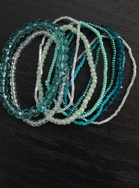 S925纯银蓝绿色串珠手链女