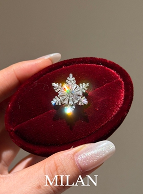 S925纯银双层满钻雪花吊坠项链