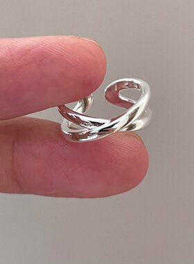 S925纯银交叉缠绕戒指女