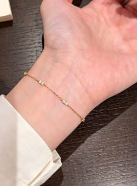 S925纯银迷你双钻细手链女