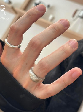 S925纯银哑光素圈戒指女