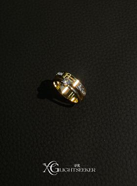 S925纯银做旧字母戒指女