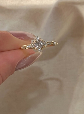 S925纯银鸢尾四叶花戒指女