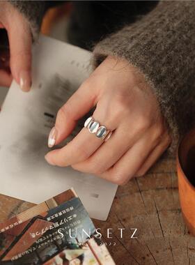 鱼鳞亮片戒指女小众设计食指戒