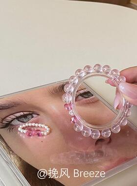 S925纯银粉色蝴蝶结戒指女