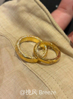 S925纯银金色十字架戒指女