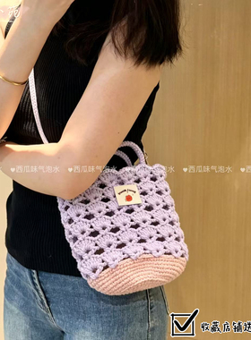 溺水小苑&西瓜味气泡水|叠影小花斜挎包手工钩针编织diy材料包