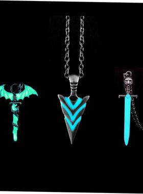 Glow In The Dark Pike Necklace for Women Men Halloween Gift