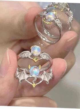 Rings Vintage Moonstone Ring Womens覆古月光石戒指开口可调节