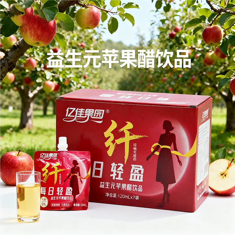 亿佳果园0脂无糖型苹果醋饮料300ml*8瓶整箱果汁山西特产厂家直销 - 图1