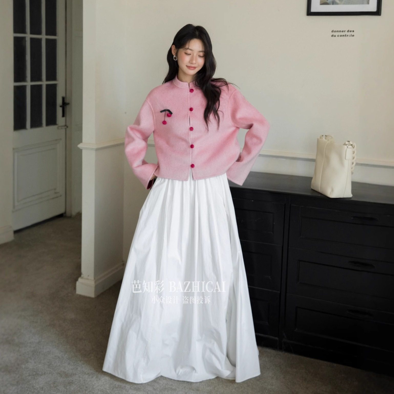 富家千金白月光100羊毛大衣毛呢新中式双面呢订婚红色短外套5066,淘宝优惠券,粉丝福利购,淘宝优惠卷