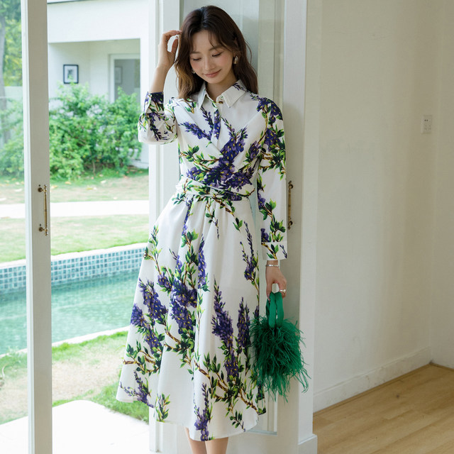 Shirt dress Japanese style gentle white dress elegant