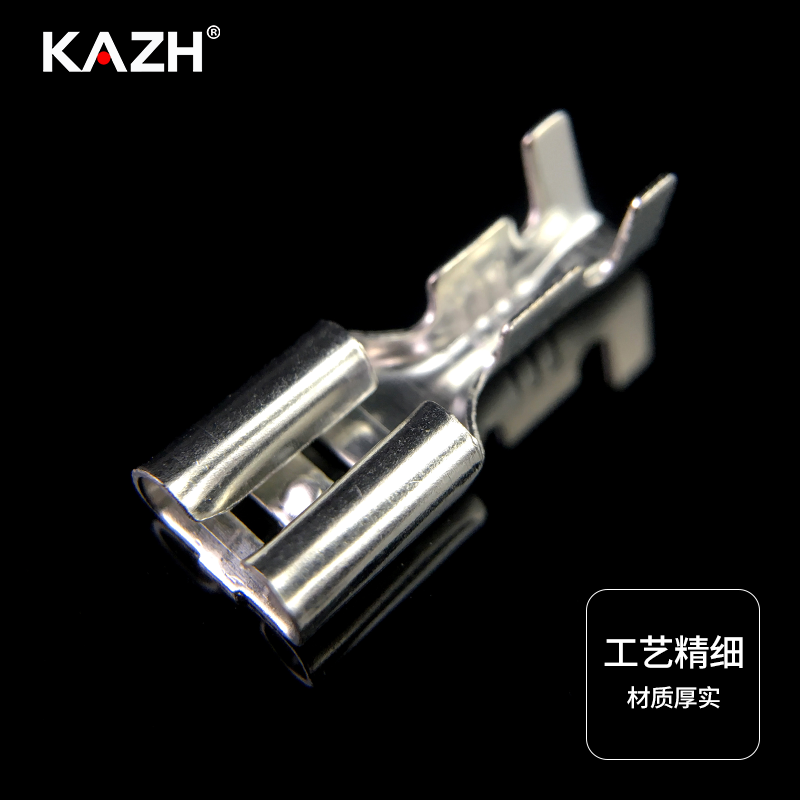 KAZH6.3插簧端子+护套厚铜接插件片母头插拔式冷压接线端子1000套-图1