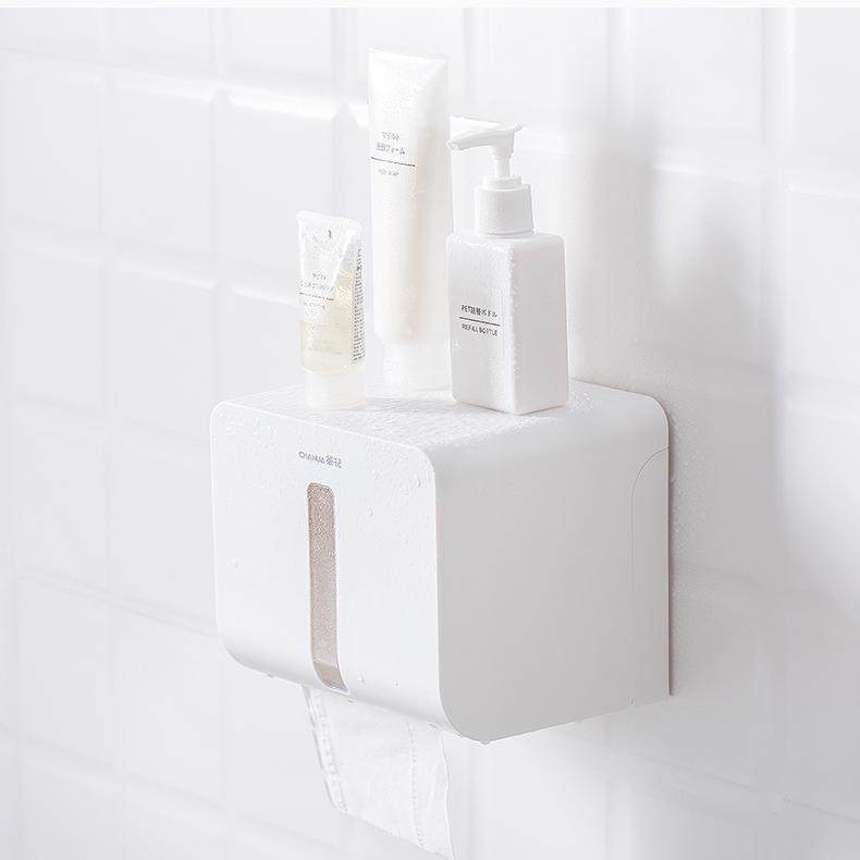 茶花纸巾收纳盒强力壁挂式创意免打孔卷纸置物架卫生间厕所储物架,淘宝优惠券,粉丝福利购,淘宝优惠卷